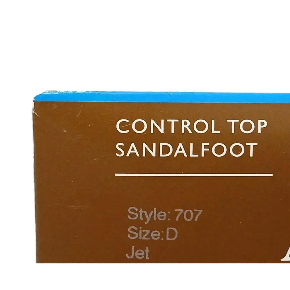 Vintage New Hanes Control Top Sandalfoot Ultra Sheer Pantyhose JET Sz D No Lines
